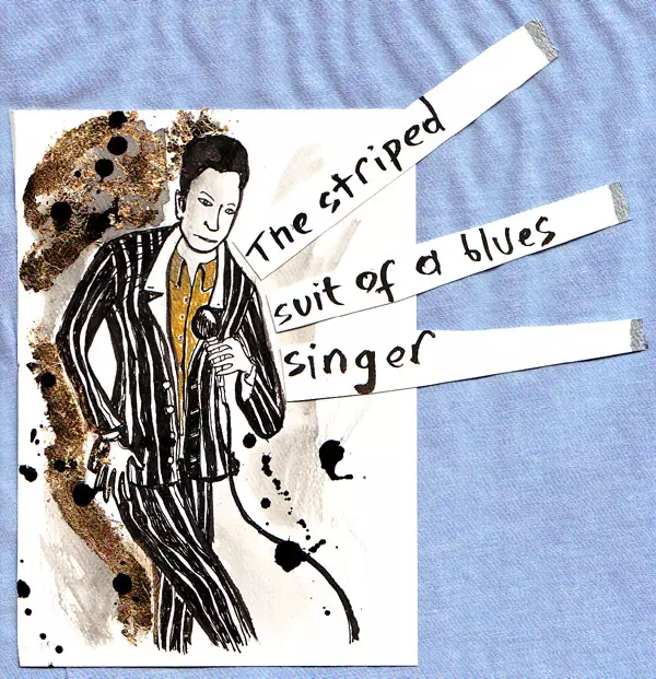 The striped suit of a blues singer