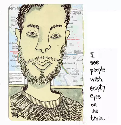 I see people with empty eyes on the train.