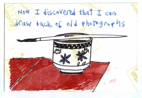 Now I discovered that I can draw on the back of old photographs.