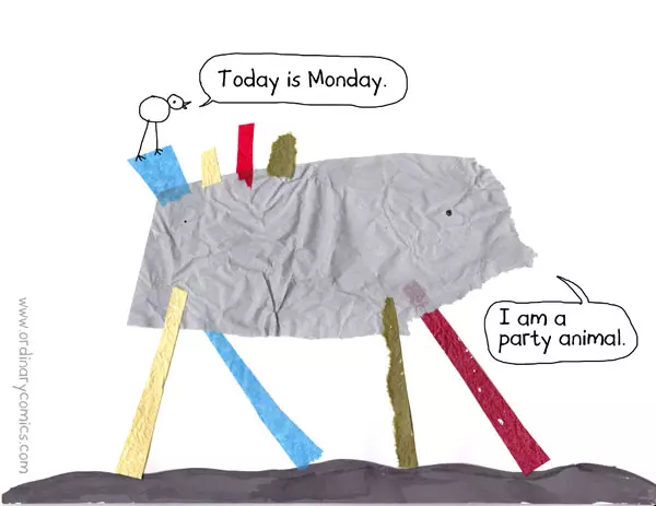 "Today is Monday." "I am a party animal."
